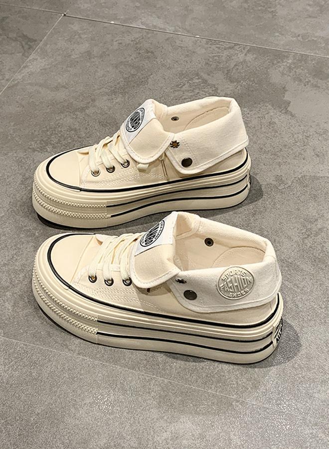 Take Two Women Canvas Lace-Up Chunky Sneakers - Image 3