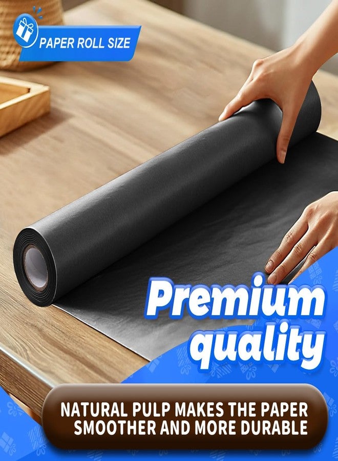 PH PERKHOMY PerkHomy Black Kraft Paper Roll 17.5" x 760" (63') for Gift Wrapping Bouquet Flower Art Painting Craft Writing Packaging Shipping 80GSM 55LB (Black, 17.5" x 63') - Image 3
