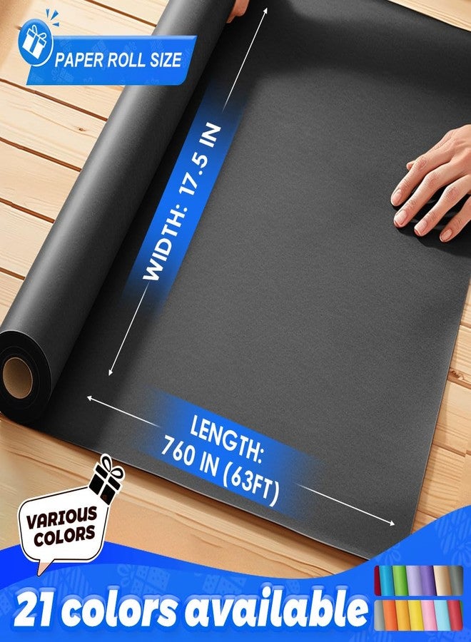 PH PERKHOMY PerkHomy Black Kraft Paper Roll 17.5" x 760" (63') for Gift Wrapping Bouquet Flower Art Painting Craft Writing Packaging Shipping 80GSM 55LB (Black, 17.5" x 63') - Image 2