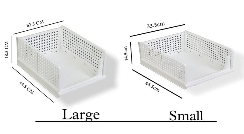 JEYANG Stackable Wardrobe Organizer for Clothes - Multipurpose Foldable Plastic Closet Storage Cupboard for Home Kitchen, Bedroom (Pack of 8, White) - Image 3