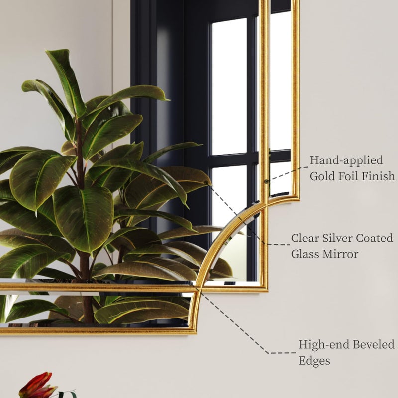 Kelly Miller Gold Framed Mirror for Wall, 26"x26" Gold Square Vanity Mirror Decorative Mirror Beveled Wall Decor for Bathroom Powder Room Living Room Bedroom Bedside Table Entryway Hallway - Image 5