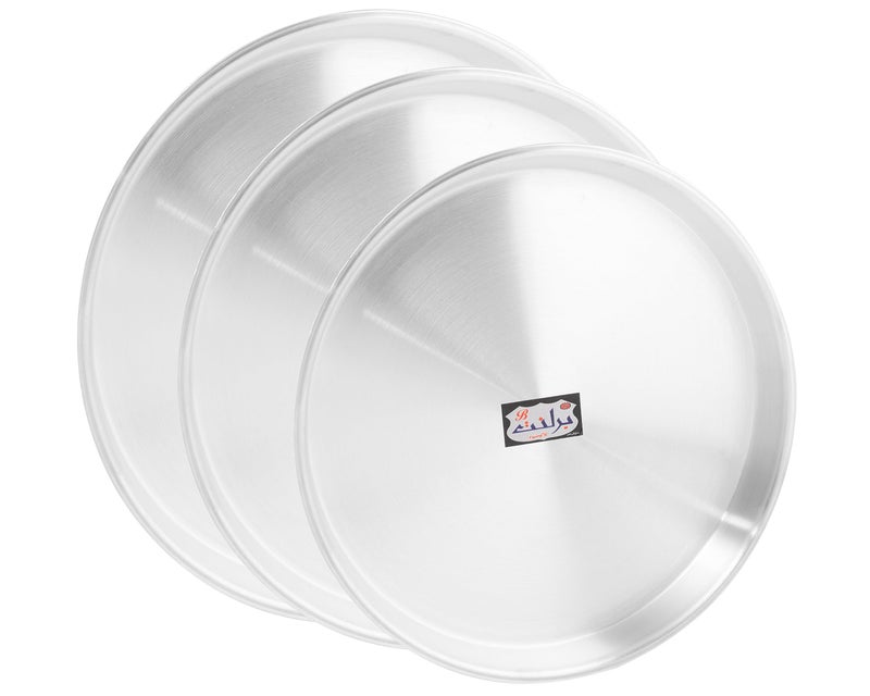 Brilliant Aluminum Pizza Tray 3-Pieces Set, 3 cm Height - Image 1