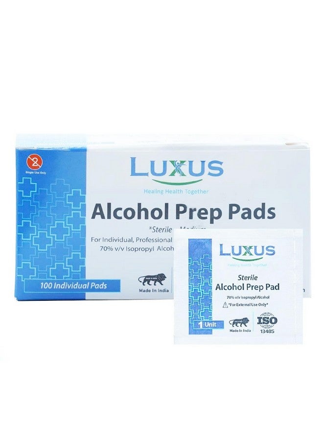 Luxus Two Ply Folded Sterile Alcohol Swabs Antiseptic Prep Wipes Pads (Pack of 100, 1 Box) - Image 1