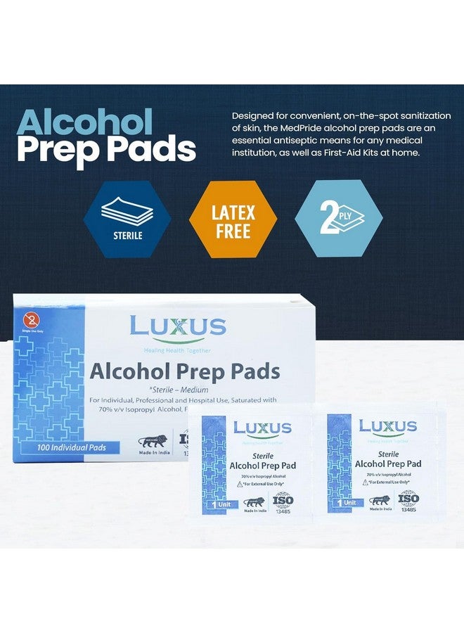 Luxus Two Ply Folded Sterile Alcohol Swabs Antiseptic Prep Wipes Pads (Pack of 100, 1 Box) - Image 2
