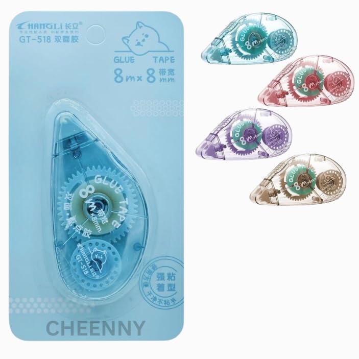CHEENNY Correction Tape - Correction Tape 6 Meter X 5 MM for Journal, Correction Pen, Whitener for Correction, Stationery Items for School & Office,Correction Pen Tape (Multicolor) (Design-4) - Image 1