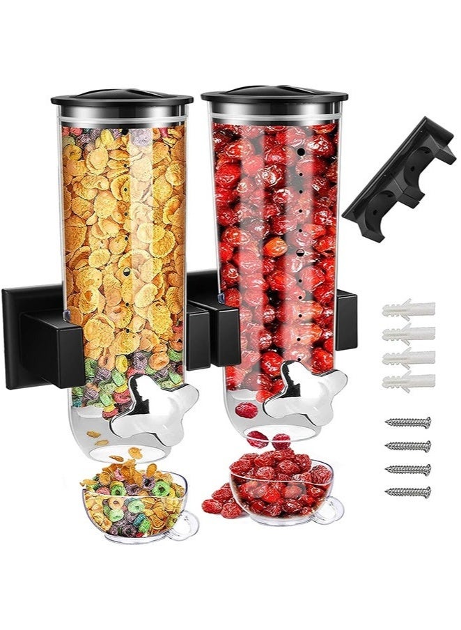 Arabest Dispenser / Wall Mounted Cereal Dispenser / Corn Flakes Dispenser / Double and Triple Dispenser for Muesli, Corn Flakes, Cereals and Dry Food - Black - Image 1