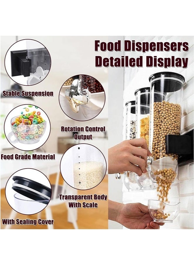 Arabest Dispenser / Wall Mounted Cereal Dispenser / Corn Flakes Dispenser / Double and Triple Dispenser for Muesli, Corn Flakes, Cereals and Dry Food - Black - Image 2