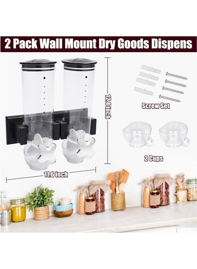 Arabest Dispenser / Wall Mounted Cereal Dispenser / Corn Flakes Dispenser / Double and Triple Dispenser for Muesli, Corn Flakes, Cereals and Dry Food - Black - Image 3