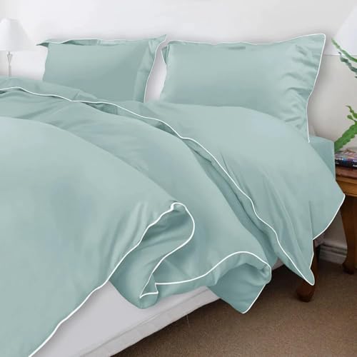 Spread Spain® Italian Cotton 500 Thread Count Single Bed Size Duvet/Quilt Cover, Soft, Breathable and Closure Zipper Duvet Cover - 60 x 90 Inches, Aqua - Image 1
