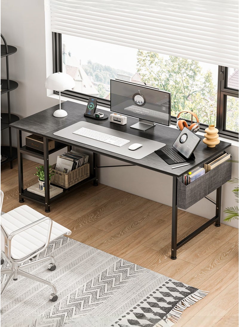 ADEBOLA 140 CM Gaming Table With Storage Bag, Large Office Desk with 2 Storage Shelves, Study Writing Desk with CPU Stand, PC Desk for Home Office, Bedroom, Gaming Room - Image 3