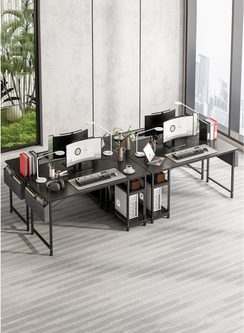 ADEBOLA 140 CM Gaming Table With Storage Bag, Large Office Desk with 2 Storage Shelves, Study Writing Desk with CPU Stand, PC Desk for Home Office, Bedroom, Gaming Room - Image 4