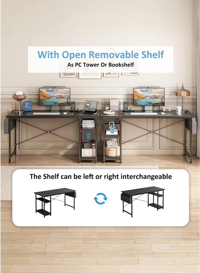 ADEBOLA 140 CM Gaming Table With Storage Bag, Large Office Desk with 2 Storage Shelves, Study Writing Desk with CPU Stand, PC Desk for Home Office, Bedroom, Gaming Room - Image 5