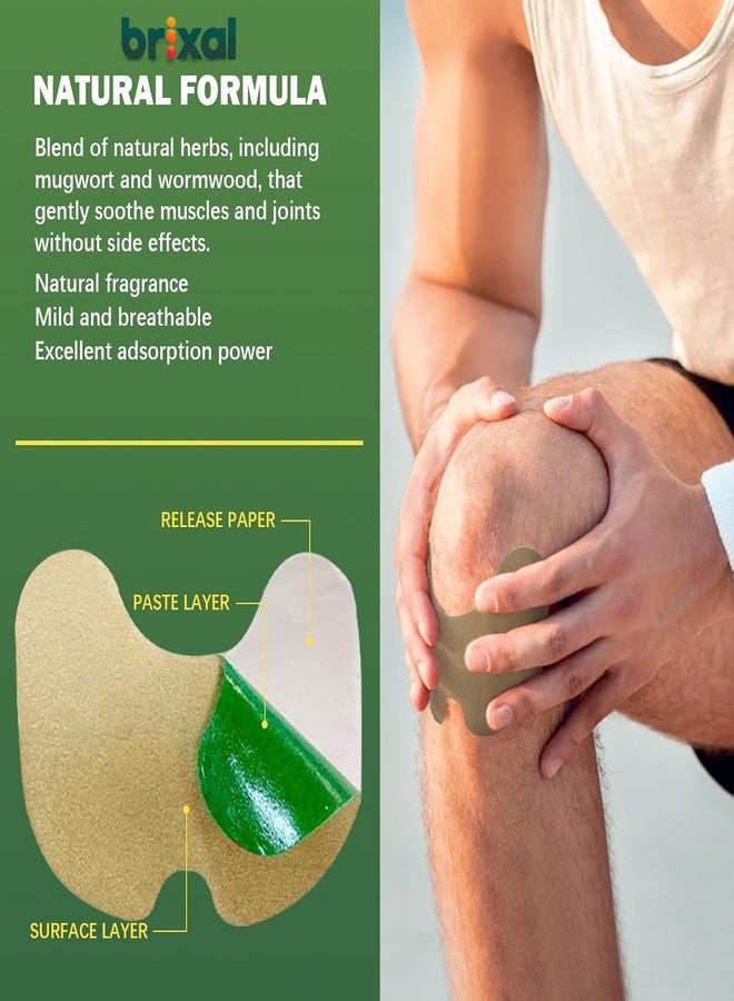 Brixal Herbal Knee Pain Relief Patches -10 Pcs Natural Wormwood Extract Patch Sticker | Arthritis Inflammation Instant Relief from Pain Relief of Joint Pains for Knee, Back, Neck, Shoulder (10) - Image 5