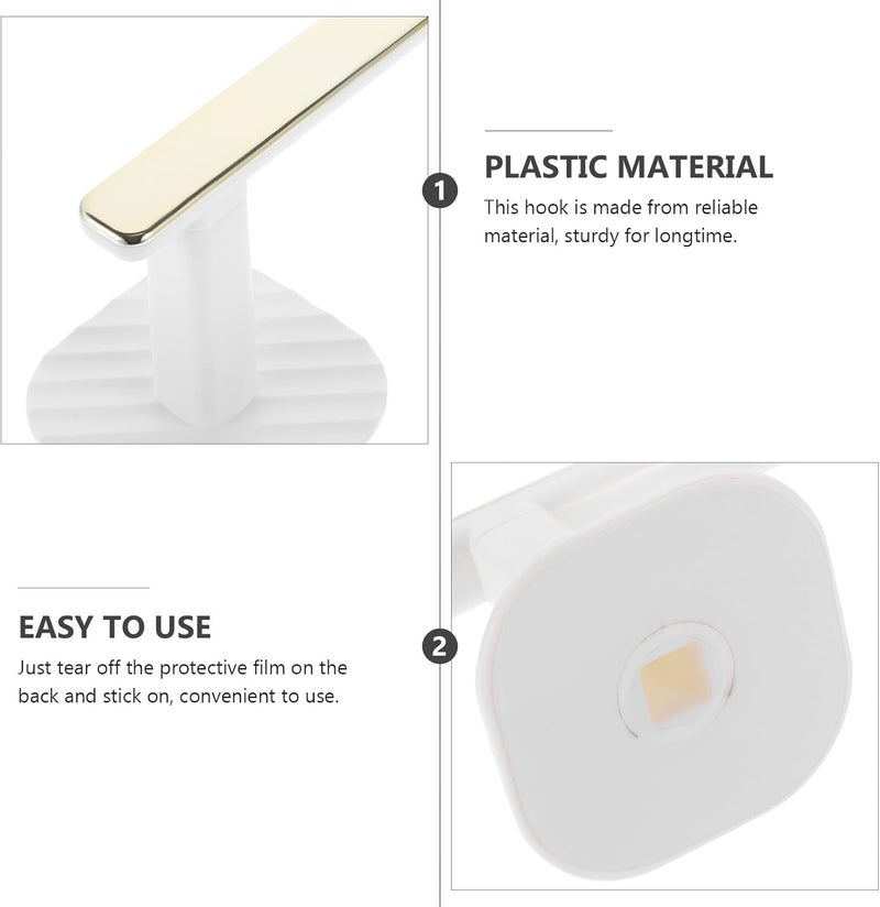 DECHOUS Strong Adhesive Bathroom Hooks 2pcs White Wall Mounted Self Adhesive Hooks for Towel Shower Door Key Storage Heavy Duty - Image 4
