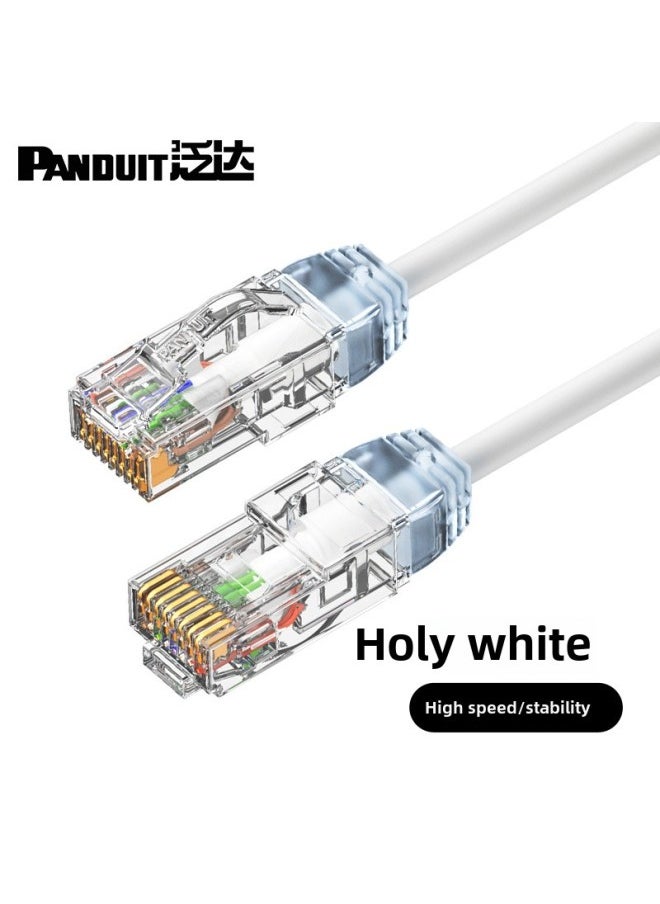 Generic Fanda Super Six Categories Of Seven Fine Finished Network Cable Non-shielded Home Computer Cable 10 Gigabit High-speed Network Cable 1 Meter Jumper-Color:Super Six Classes Of Holy White Fine Wire ]-Line Length:5m  - Image 1