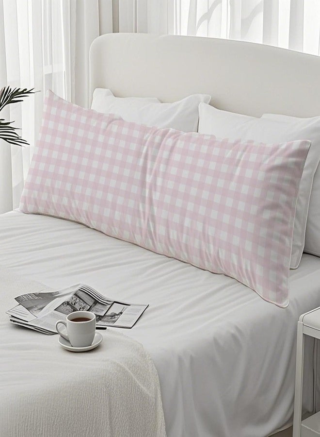 PIUD Pink Plaid Gingham 20x54 Body Pillow Cover, Preppy Room Dorm Decor, Girly Room Decor, Pink and White Checkered Decorative Long Body Pillow Cases for Bed Couch - Image 4