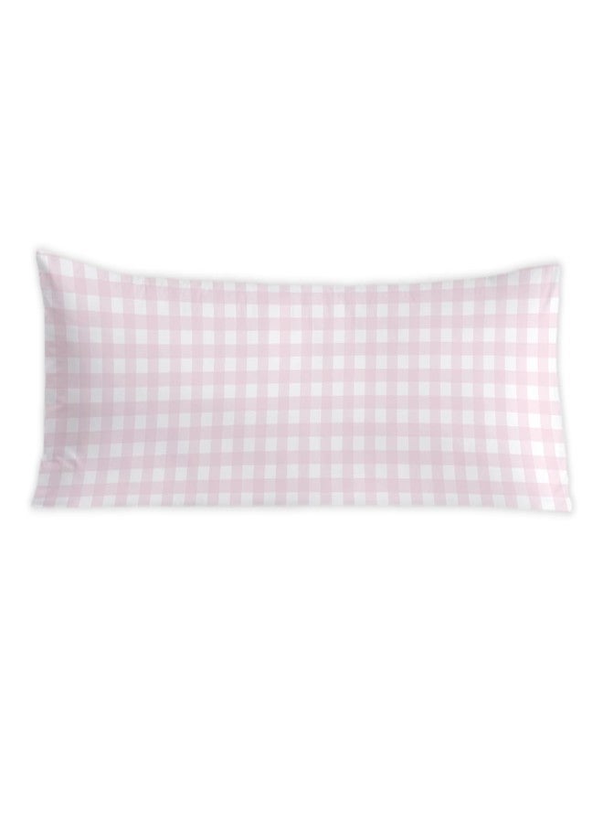 PIUD Pink Plaid Gingham 20x54 Body Pillow Cover, Preppy Room Dorm Decor, Girly Room Decor, Pink and White Checkered Decorative Long Body Pillow Cases for Bed Couch - Image 1