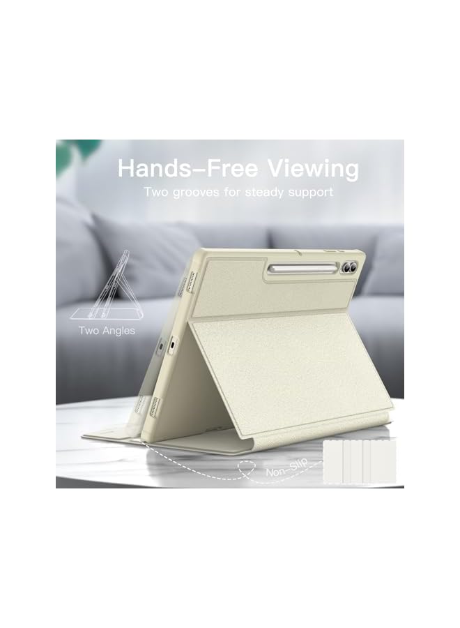 JETech Case for Samsung Galaxy Tab S10 Ultra/Tab S9 Ultra 14.6-Inch with S Pen Holder, Slim Folio Stand Protective Tablet Cover, Multi-Angle Viewing (Beige)