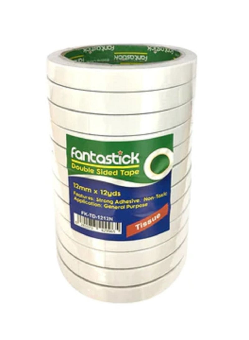 Fantastic 12 piece Double Sided Tape Fantastic 12mm x  12 yds White - Image 1