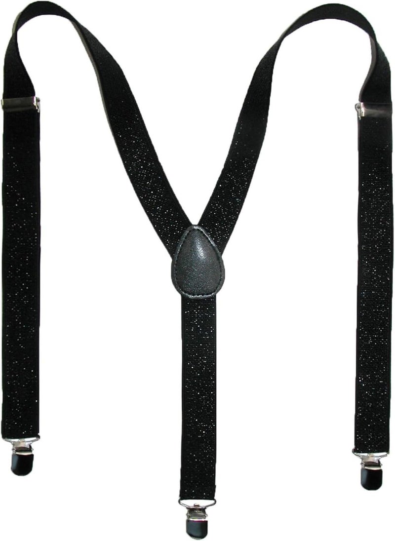CTM Women's Elastic Glitter Clip-End Suspenders - Image 3