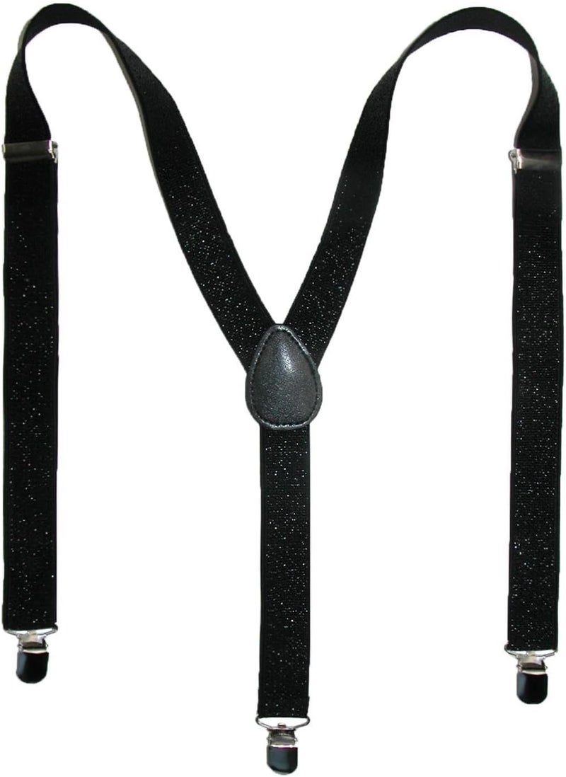 CTM Women's Elastic Glitter Clip-End Suspenders - Image 1