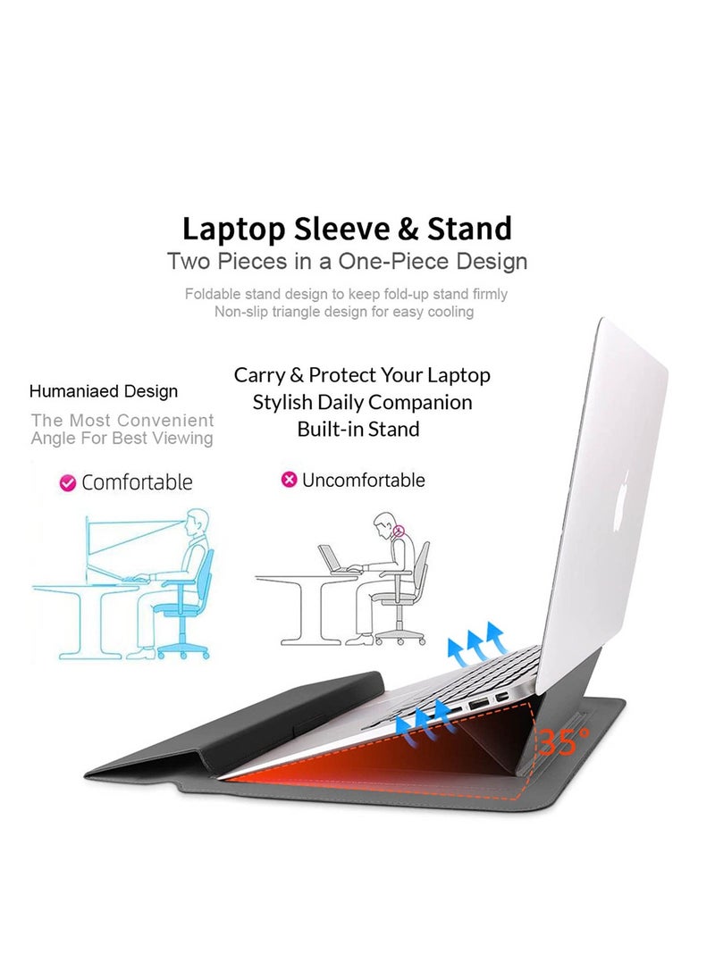 SYOSI - 13-14 Inch Laptop Sleeve Bag Universial 2 in 1 Inner Sleeve with Stand Function Portable Waterproof Laptop Case - Image 1