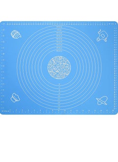 Bukela Silicone Baking Mat for Pastry Rolling Dough with Measurements,19.7" x 15.7" BPA Free Non stick and Non Slip Blue Table Sheet Baking Supplies for Bake Pizza Cake  - Image 1