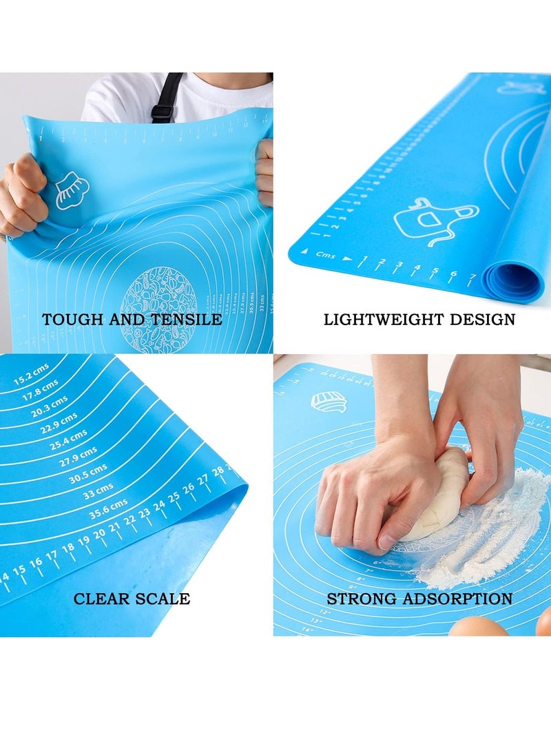 Bukela Silicone Baking Mat for Pastry Rolling Dough with Measurements,19.7" x 15.7" BPA Free Non stick and Non Slip Blue Table Sheet Baking Supplies for Bake Pizza Cake  - Image 2
