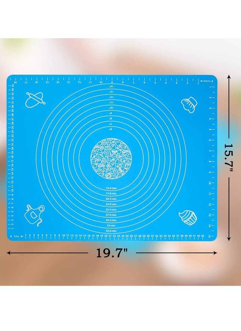 Bukela Silicone Baking Mat for Pastry Rolling Dough with Measurements,19.7" x 15.7" BPA Free Non stick and Non Slip Blue Table Sheet Baking Supplies for Bake Pizza Cake  - Image 5