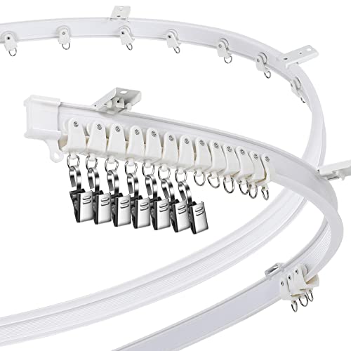 Jetec Curved Ceiling Curtain Track 2 m/ 6.6 ft Bendable Mount for Curtain Rail Bunk Bed Bay Window Room Divider Flexible Straight (White) - Image 1