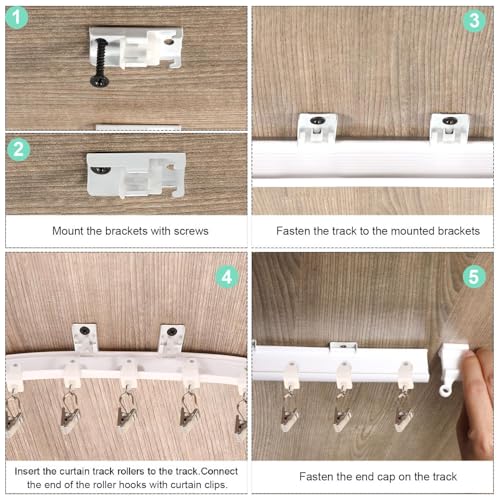 Jetec Curved Ceiling Curtain Track 2 m/ 6.6 ft Bendable Mount for Curtain Rail Bunk Bed Bay Window Room Divider Flexible Straight (White) - Image 3