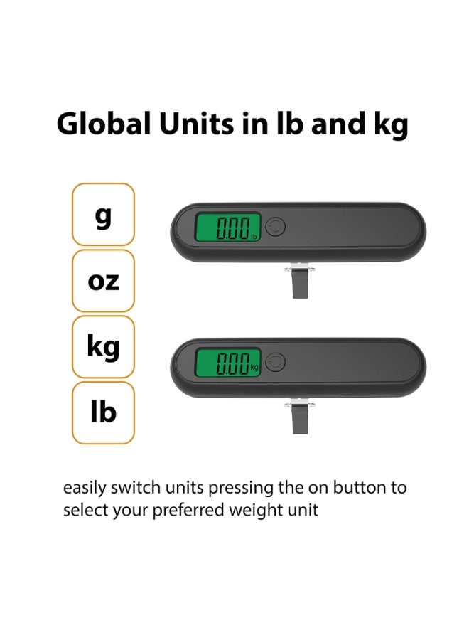 Portable Digital Luggage Scale, Hanging Travel Baggage Scale, Lightweight Handheld Suitcase Weight Scale with Backlit LCD Display, 110 Lb Capacity, Black - Image 3
