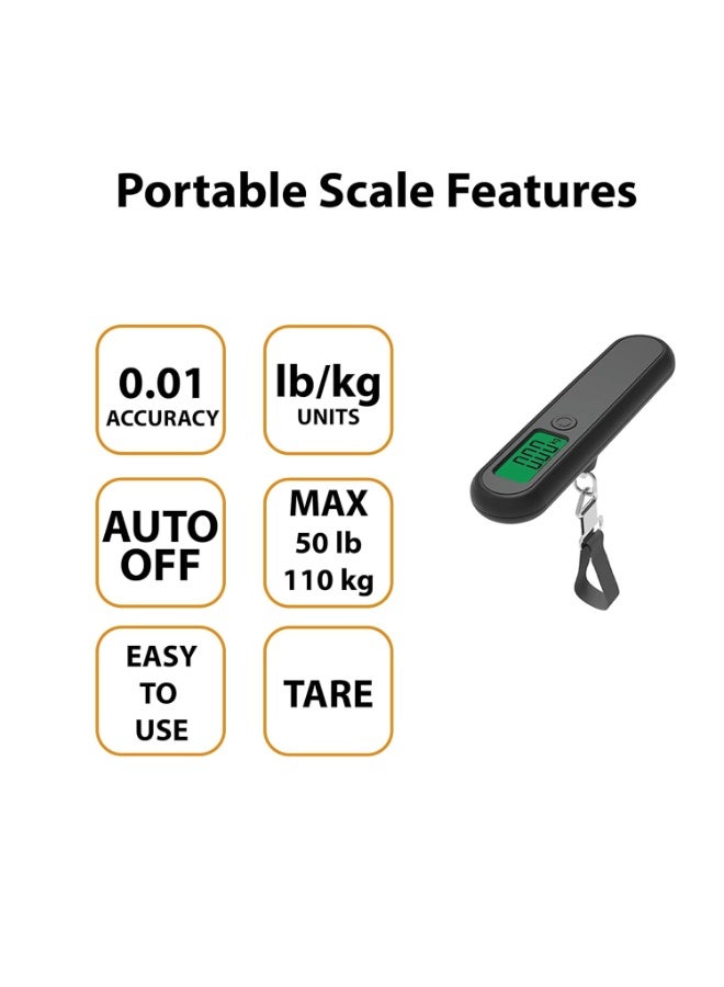 Portable Digital Luggage Scale, Hanging Travel Baggage Scale, Lightweight Handheld Suitcase Weight Scale with Backlit LCD Display, 110 Lb Capacity, Black - Image 2
