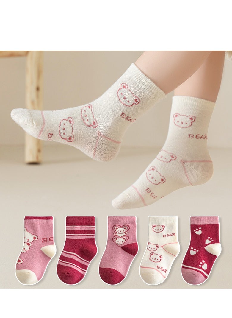 Generic - Child Absorb Sweat and Ventilate Socks 5 Pairs High Quality Socks One Size Fits All - Image 1