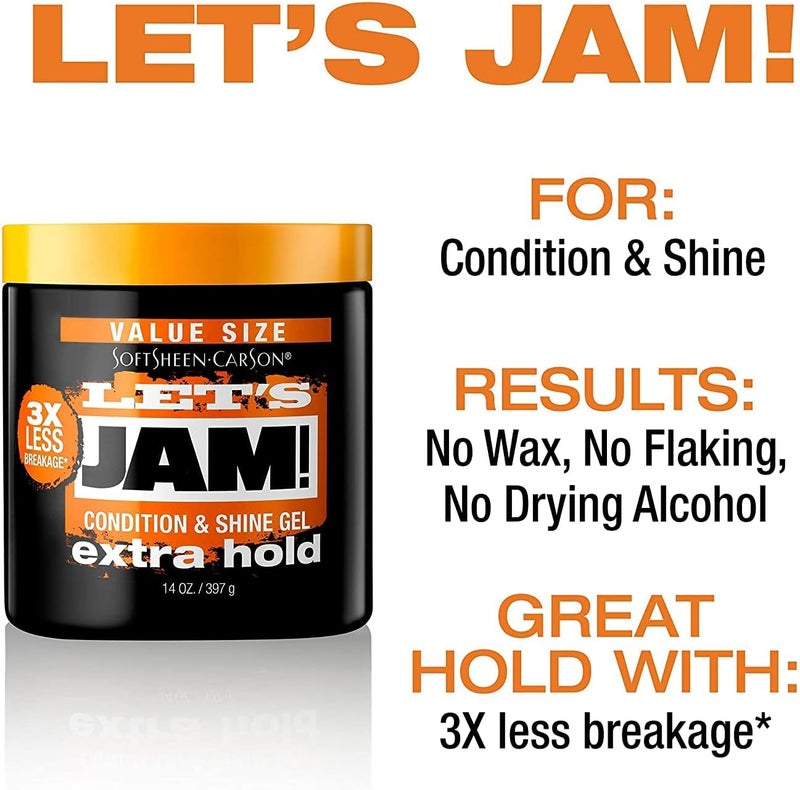 SoftSheen-Carson Let's Jam! Extra Hold Shining and Conditioning Hair Gel - 14 oz - Image 5