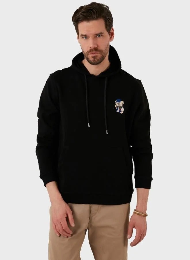 Buratti Cotton Regular Fit Hooded Sweatshirt with Kangaroo Pocket for Men SWEAT 6141006B