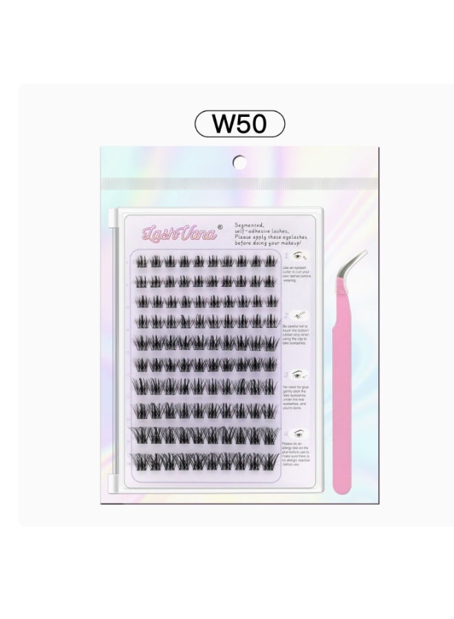 Glue Free Self Adhesive Lash Clusters, DIY Lash Extension Kit 8-16mm, D Curl 0.07mm Individual False Eyelashes, Waterproof Reusable Natural Look, Easy Apply