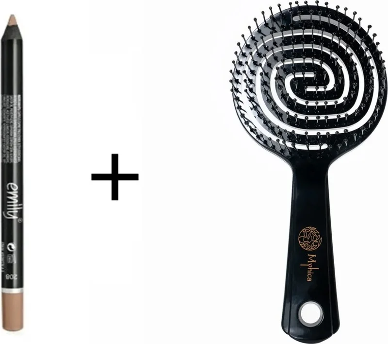 ناسيتا Emily Lip Pencil No: 208 + Pro Three-Dimensional Oval Hair Brush Black