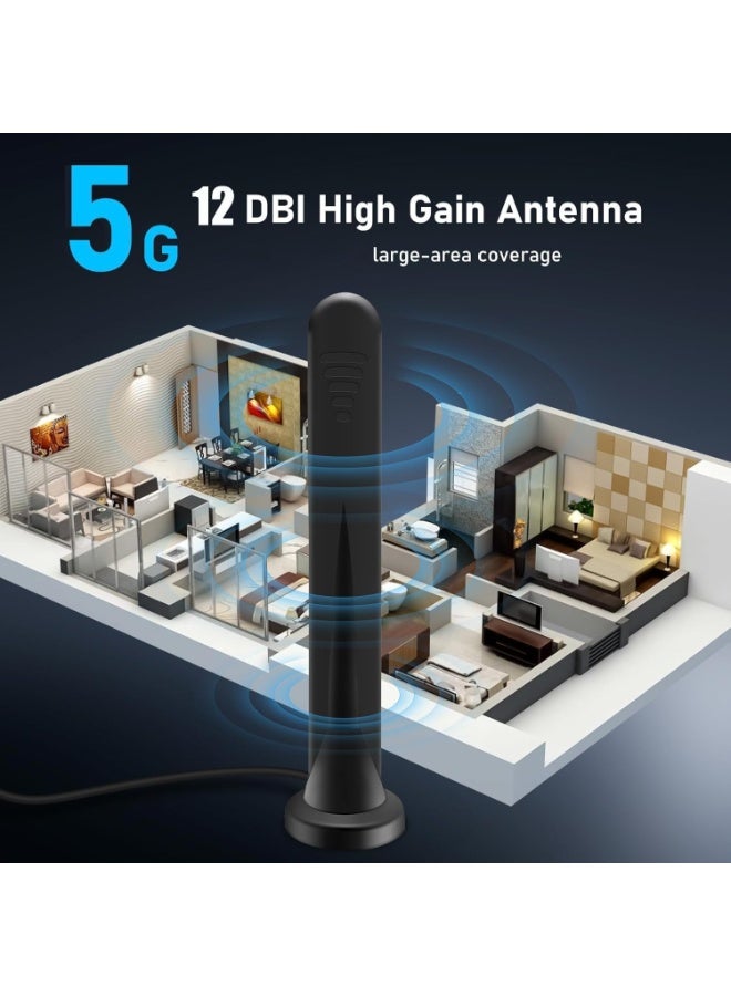 FC22 5G Antenna LTE Band 12dBi SMA TS9 External Omnidirectional Network Antenna with Magnetic Base 4G Signal Booster Omnidirectional with RG174 Cable, Compatible with /4G/5G/GSM/ - Image 2