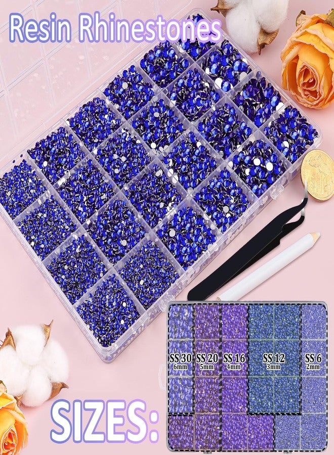 TINKRSTUFF 32000Pcs Resin Rhinestones with Tweezers for Crafting, Royal Blue Flatback Gems, Bedazzling Crystal with 3Pcs 10ml B7000 Jewelry Glue for DIY Crafts Clothing Tumblers Shoes Fabric Nail Art - Image 2