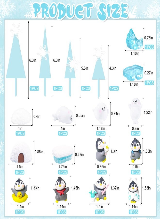 Knana 18Pcs Penguin Cake Toppers Penguin Birthday Cake Decorations with Seal Tree Snow Cake Topper for Winter Penguin Party - Image 4