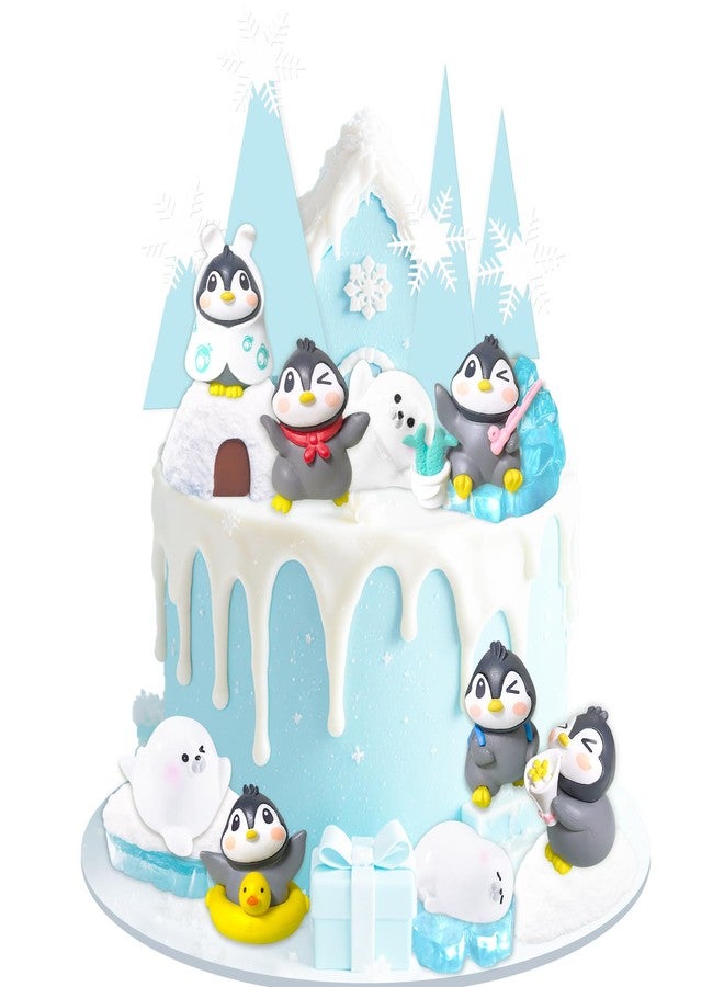 Knana 18Pcs Penguin Cake Toppers Penguin Birthday Cake Decorations with Seal Tree Snow Cake Topper for Winter Penguin Party - Image 2