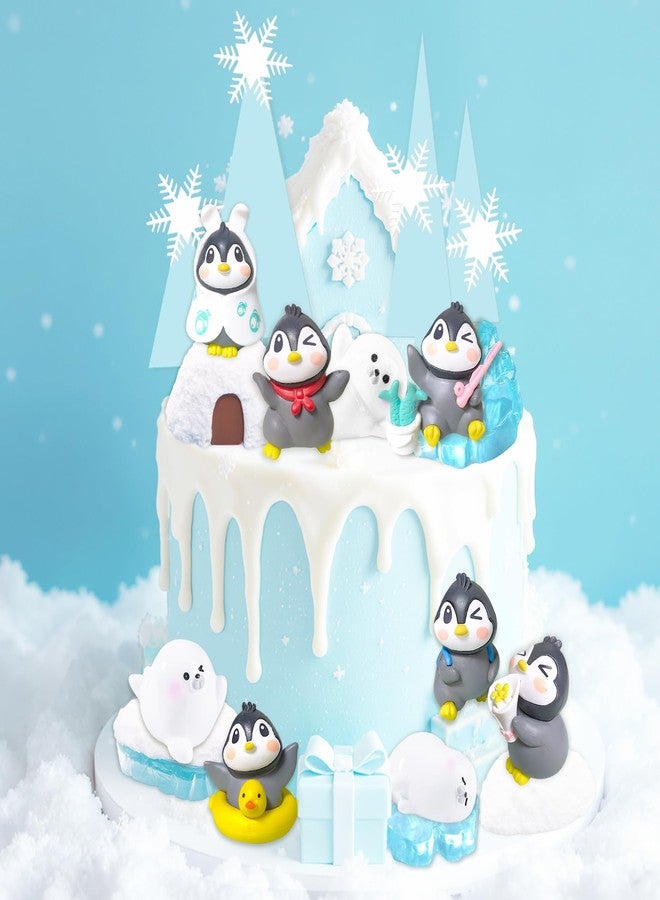 Knana 18Pcs Penguin Cake Toppers Penguin Birthday Cake Decorations with Seal Tree Snow Cake Topper for Winter Penguin Party - Image 5