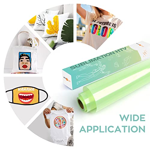HTVRONT Clear Sublimation HTV Glossy - 12" X 5FT Upgraded Sublimation Vinyl - Vivid Colors Clear Dye Sub HTV for Light-Colored Cotton Fabric - Image 2