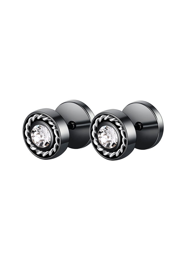 Fashion Personality Versatile Simple Earrings Round Zircon Unisex Hip Hop Earrings - Image 1