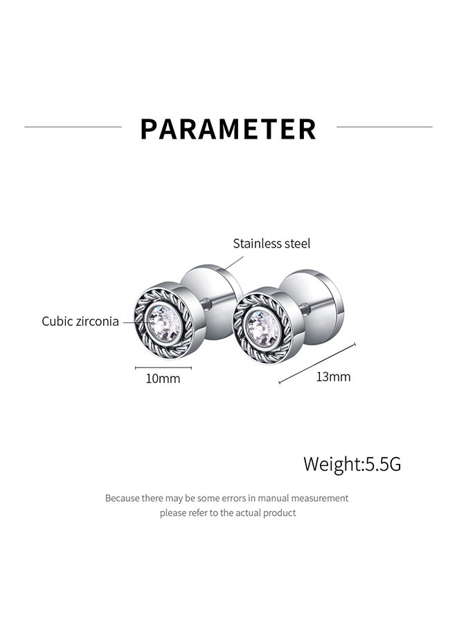 Fashion Personality Versatile Simple Earrings Round Zircon Unisex Hip Hop Earrings - Image 2