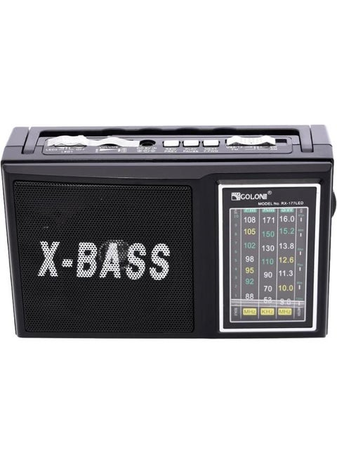 Rx-177 Radio Am-Fm-Sw With 2 Emergency Led Light, Support Sd Card And Flash Memory Works With 220V, Battery And Contains Rechargeable Battery - Black