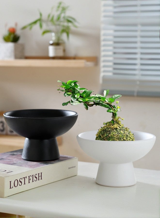 1PC Black 5 Inch Ceramic Fruit Bowl with Base - Japanese Porcelain Retro Dessert Plate for Fruits, Nuts, Dried Fruits, Snacks, Desserts, Home Decor and Parties  - Image 5