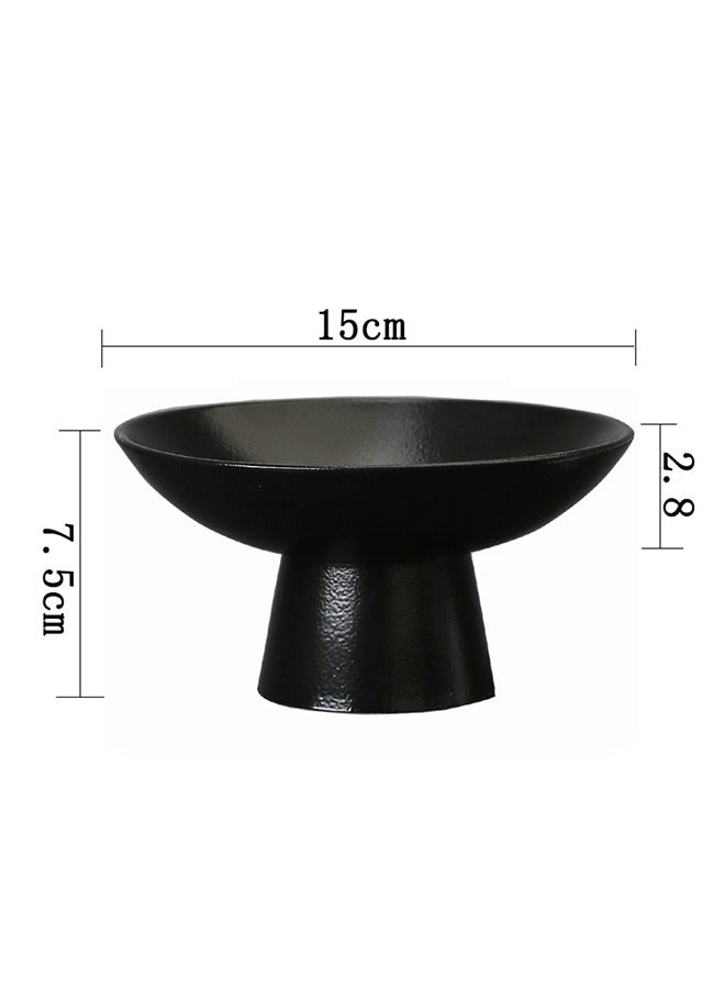 1PC Black 5 Inch Ceramic Fruit Bowl with Base - Japanese Porcelain Retro Dessert Plate for Fruits, Nuts, Dried Fruits, Snacks, Desserts, Home Decor and Parties  - Image 2
