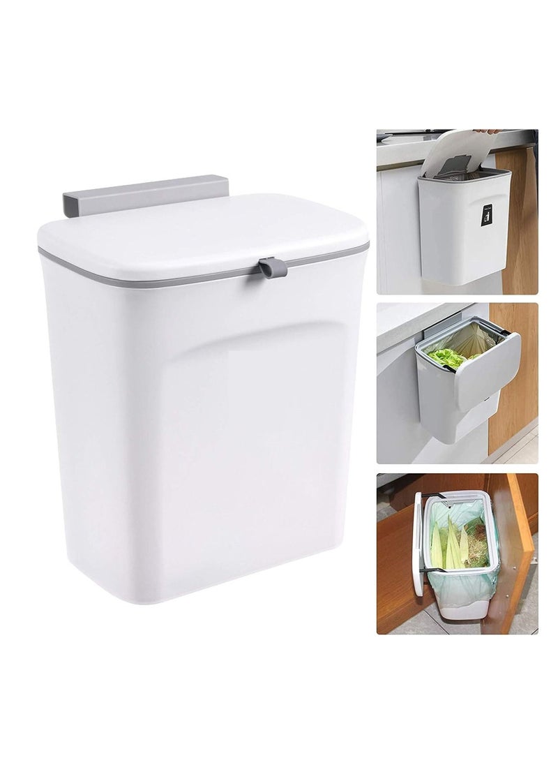 Generic Kitchen Hanging Trash Can with Lid for CounterTop or Under Sink Compost Bin with Inner Bucket Wall Mounted Garbage Can for Cupboard Bathroom Bedroom Office Camping  - Image 1